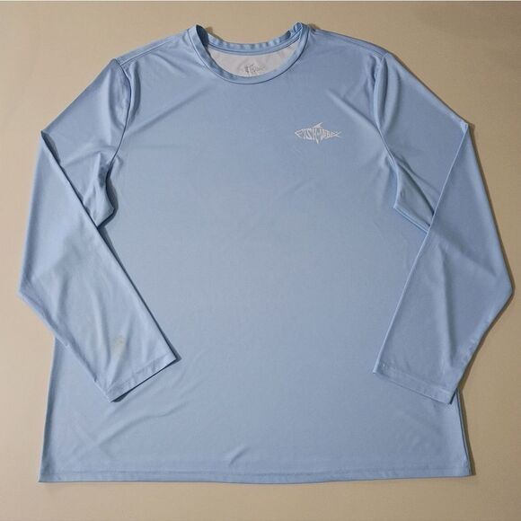 Fish n Vibe Men's Blue Long Sleeve Sun Protection Performance Fishing Tee - Picture 7 of 16